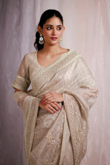 Ivory Embroidered Classic Saree