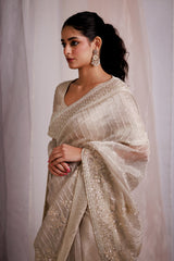 Ivory Embroidered Classic Saree