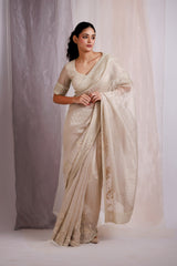 Ivory Embroidered Classic Saree