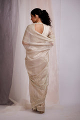 Ivory Embroidered Classic Saree