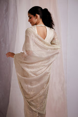 Ivory Embroidered Classic Saree