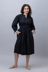 Solid Black Midi Dress
