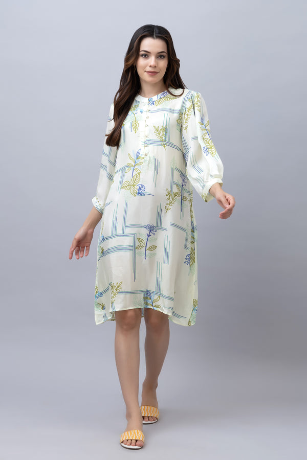 Printed Crepe Knee Length Dress