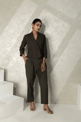 Linen Blazer Top And Pants Set