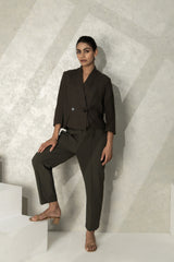 Linen Blazer Top And Pants Set