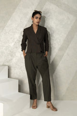 Linen Blazer Top And Pants Set