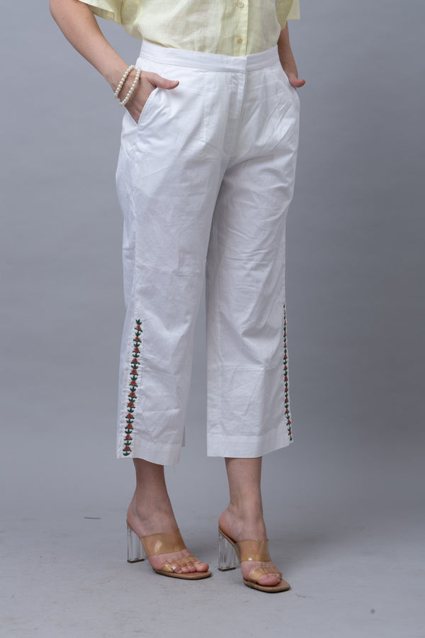 Hand Embroidered Cotton Pants