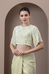 Embroidered Blouse With Drape Skirt