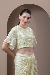 Embroidered Blouse With Drape Skirt