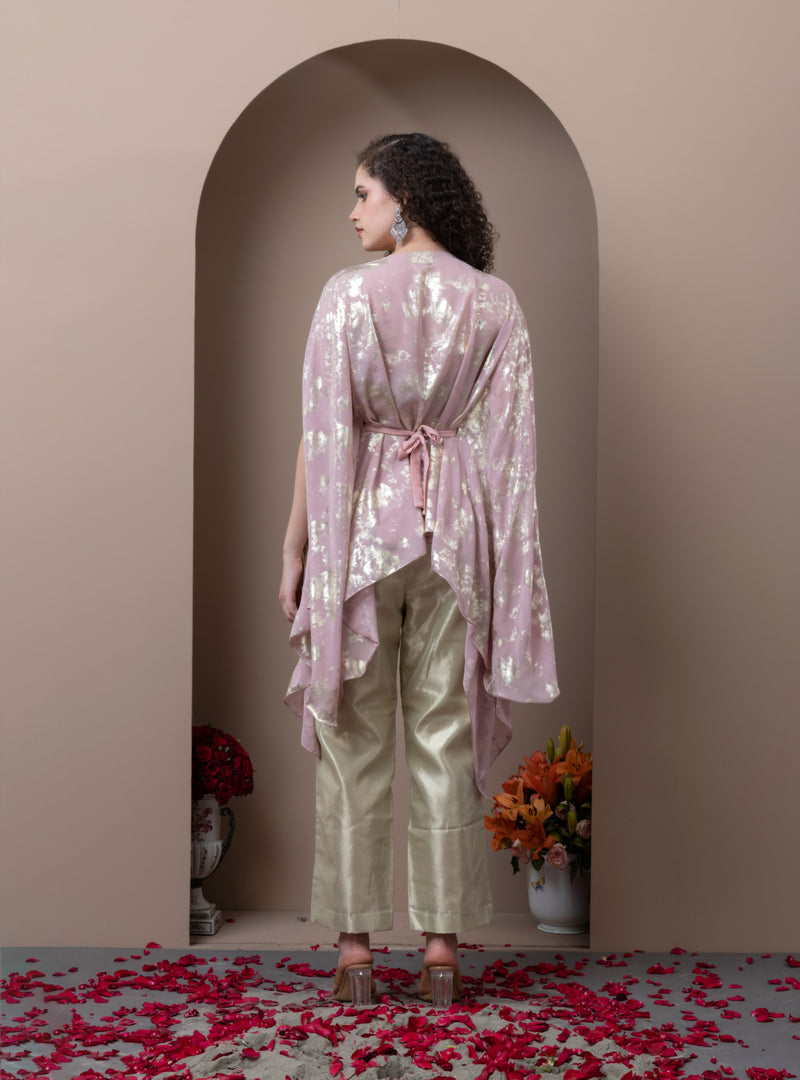 Asymmetrical Cape With Tissue Pants