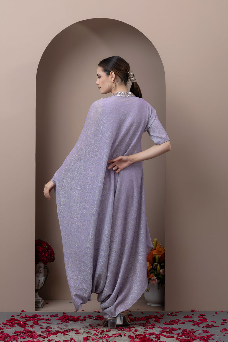 Crinkled Shimmer Embroidered Dress