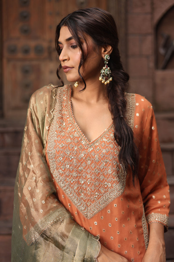 Rustic Embroidered Kurta Set