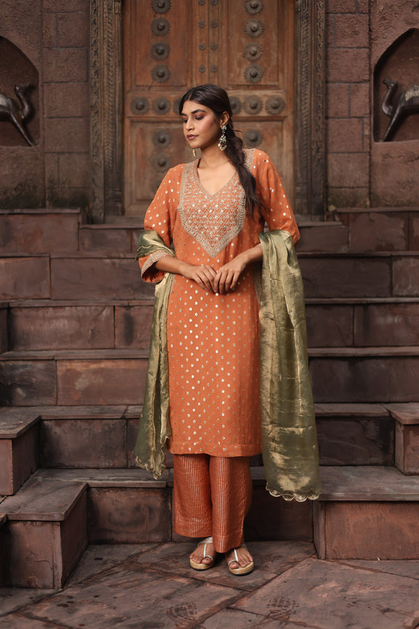 Rustic Embroidered Kurta Set