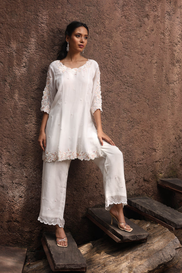 White Organza Embroidered Set