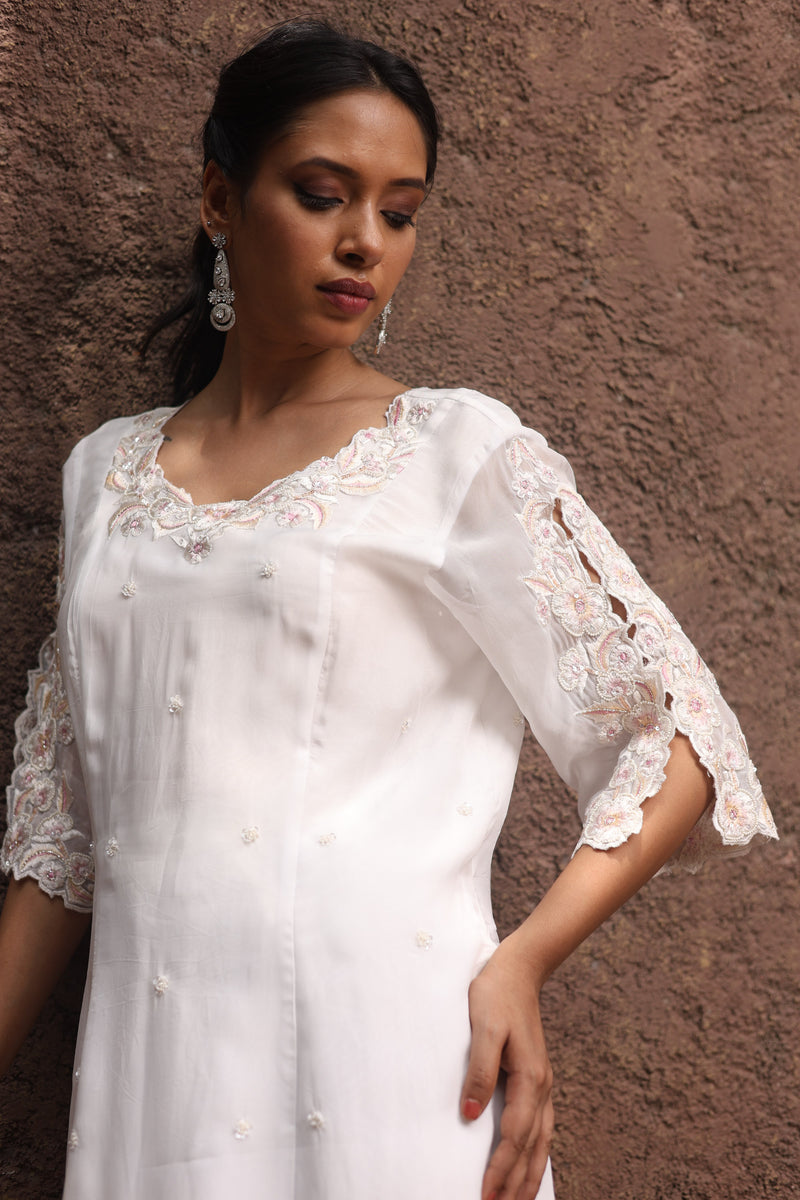 White Organza Embroidered Set
