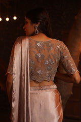 Crinkled Satin Pre Draped Saree