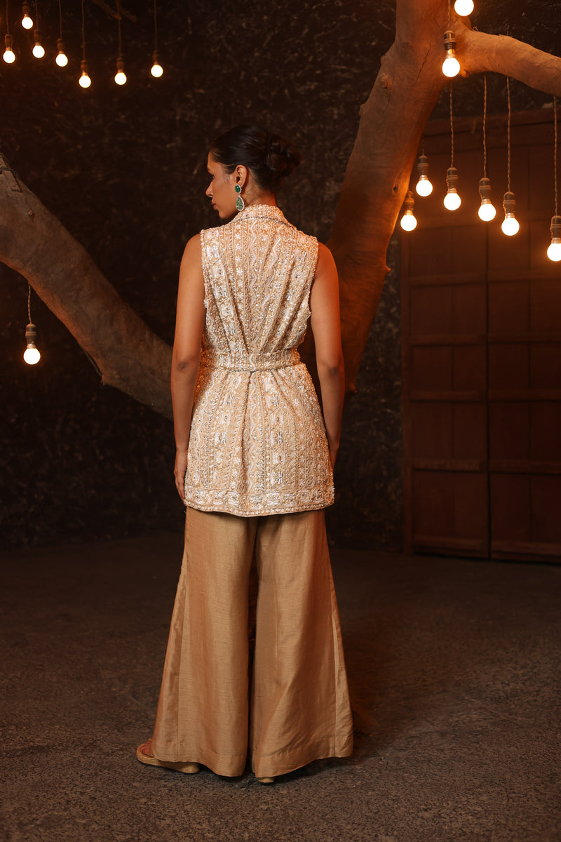 Embroidered Jacket With Plazo