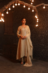 Hand Embroidered Organza High-Low Anarkali