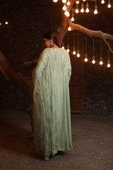 Hand Embroidered Organza High-Low Anarkali