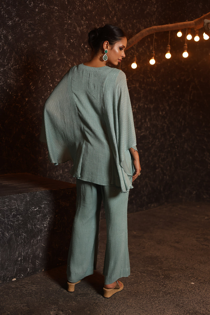Aqua Sequin Kaftan Set