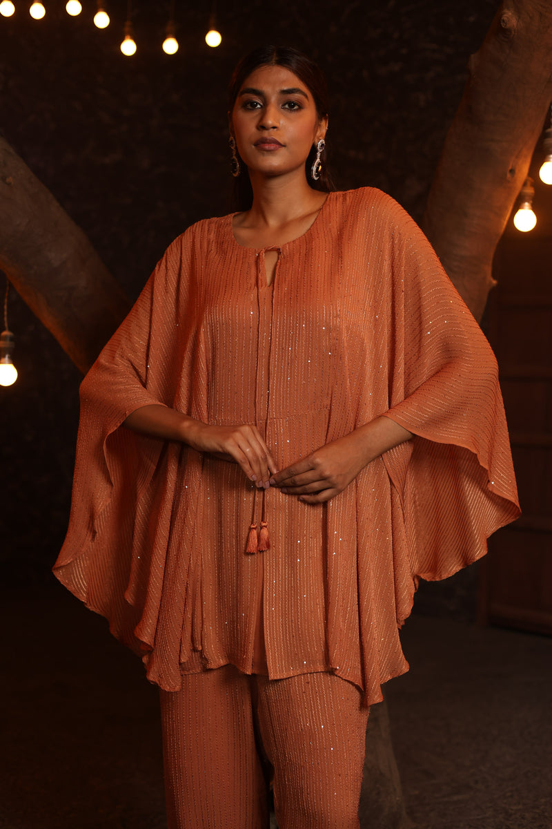 Rust Sequin Kaftan Set
