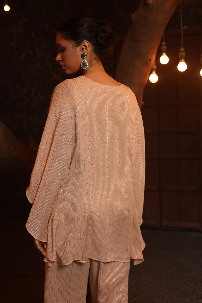 Soft Pink Sequin Kaftan Set