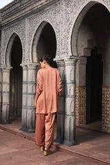 Rust Mirror Work Satin Set