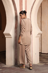 Coffee Mirror Work Satin Set