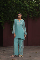 Mint Green Chandelier Set With Crepe Pants