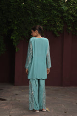 Mint Green Chandelier Set With Crepe Pants