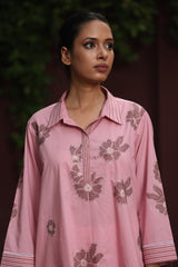 Pink Cotton Anchor Embroidered Top