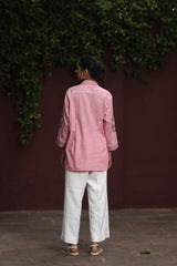 Pink Cotton Anchor Embroidered Top
