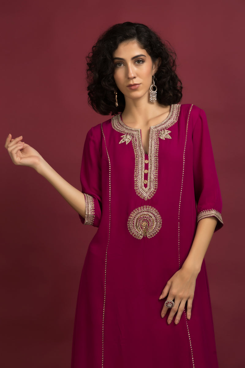 Plum Dori Embroidered Kurta Set