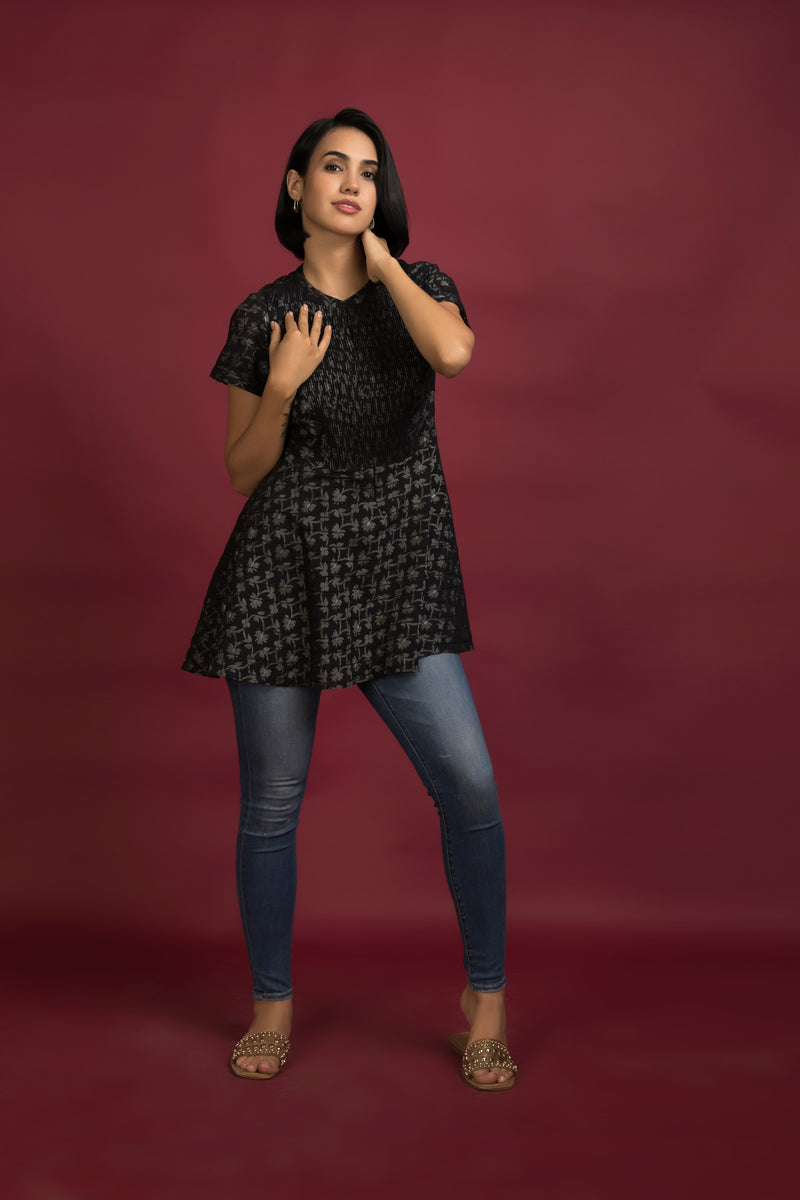 Pintucks Peplum Top