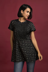 Pintucks Peplum Top