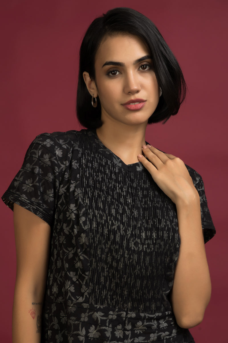 Pintucks Peplum Top