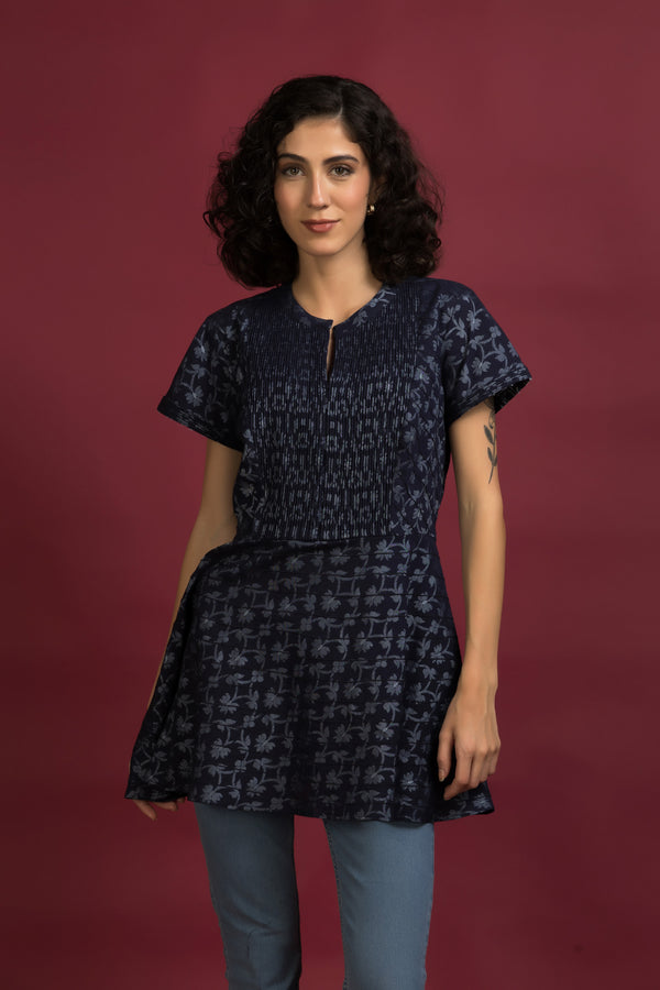 Pintucks Peplum Top