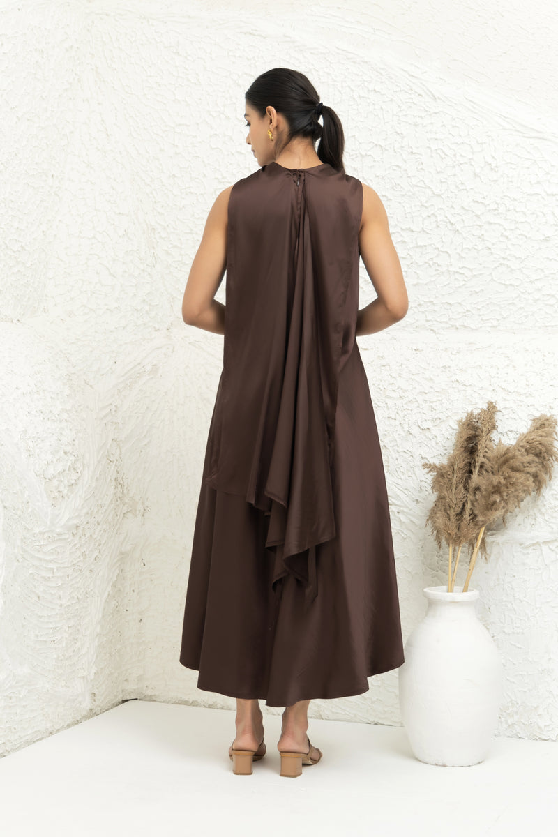 Embellished Satin A-Line Dress