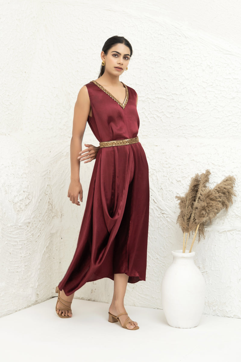 Embroidered Drape Dress