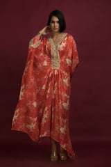 Printed Silk Embroidered Kaftan