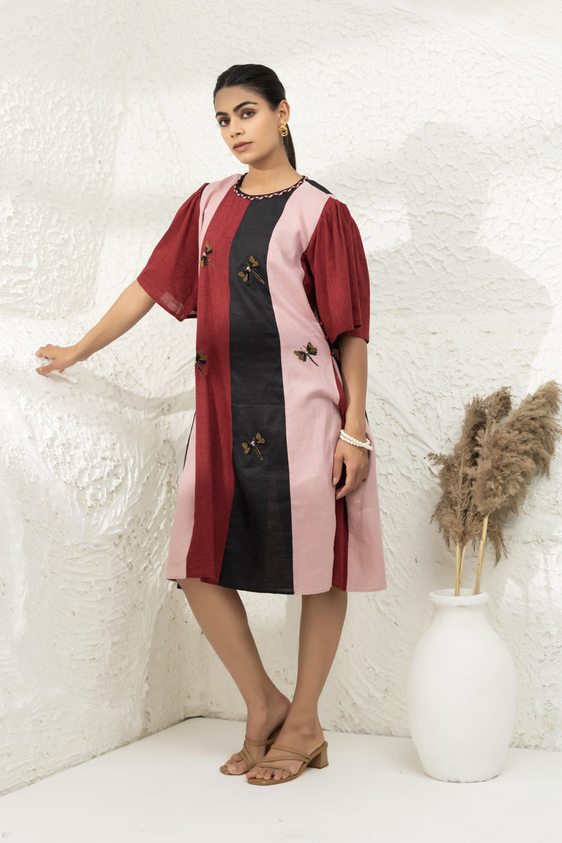 Color Block Linen Dress