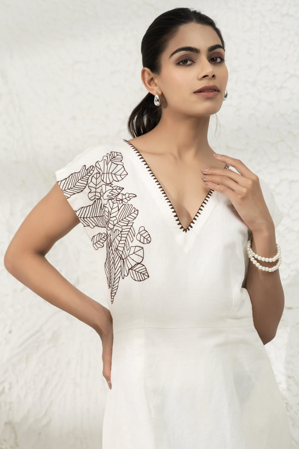Embroidered Linen Dress