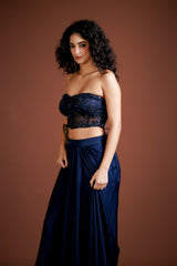 Evening Glam Drape Skirt Set
