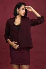 Maroon Blazer With Skirt