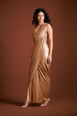 Metallic Gold Drape Saree