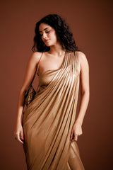 Metallic Gold Drape Saree