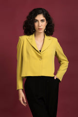 Mustard Daisy Cropped Blazer