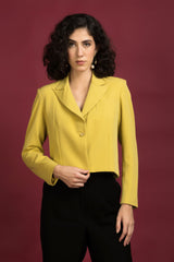 Mustard Daisy Cropped Blazer