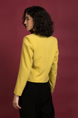 Mustard Daisy Cropped Blazer