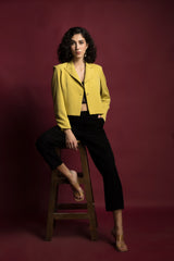 Mustard Daisy Cropped Blazer